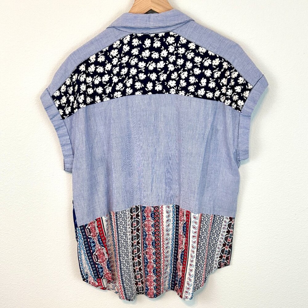 Christopher & Banks Oversized Floral Patchwork Style Blouse Size L - Picture 4 of 5